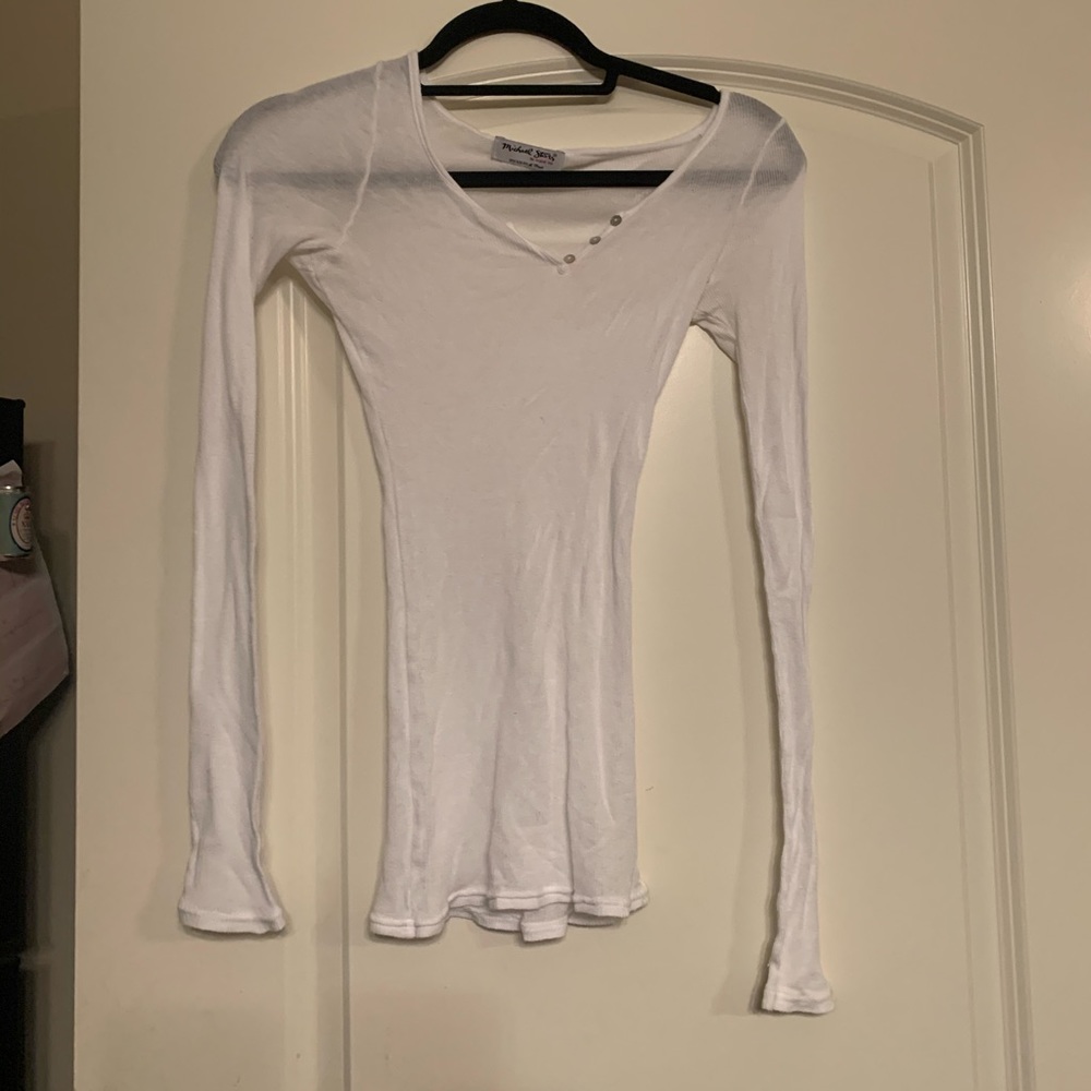 Michael Stars Semi-sheer long sleeve Henley
